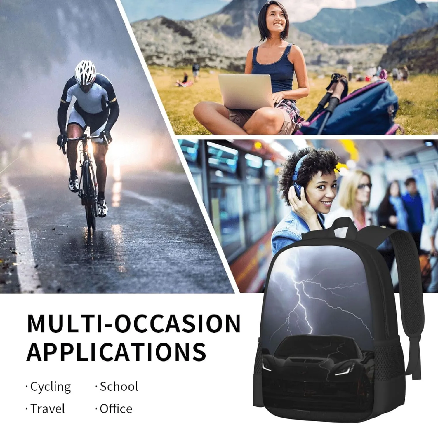 C-orvette Simple Large Capacity Backpack, The Whole Bag Design Is Stylish, Light, Casual And Simple Black
