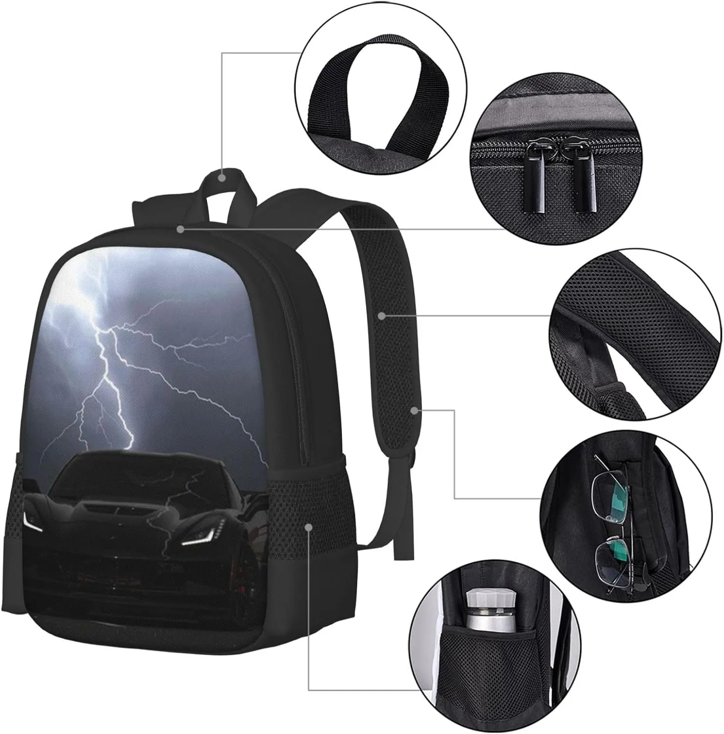 C-orvette Simple Large Capacity Backpack, The Whole Bag Design Is Stylish, Light, Casual And Simple Black
