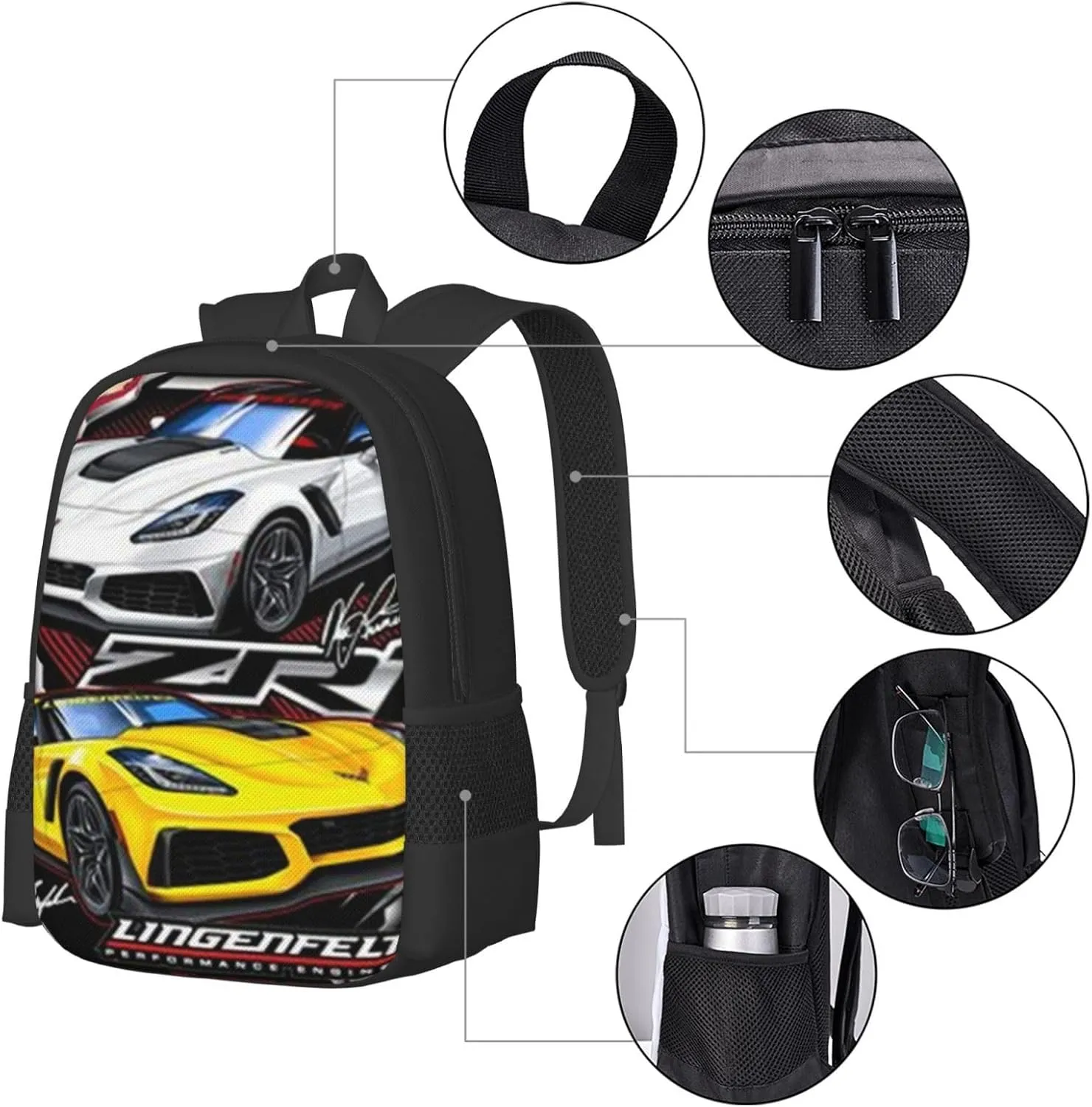 C-orvette Simple Large Capacity Backpack, The Whole Bag Design Is Stylish, Light, Casual And Simple Black