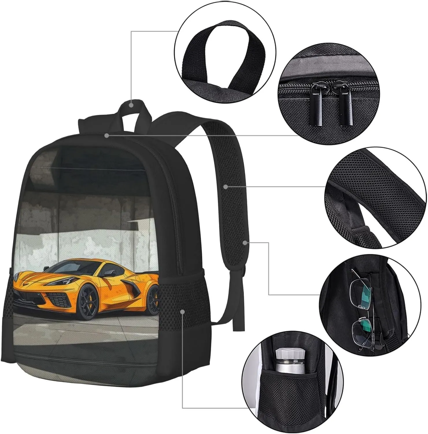 C-orvette Simple Large Capacity Backpack, The Whole Bag Design Is Stylish, Light, Casual And Simple Black