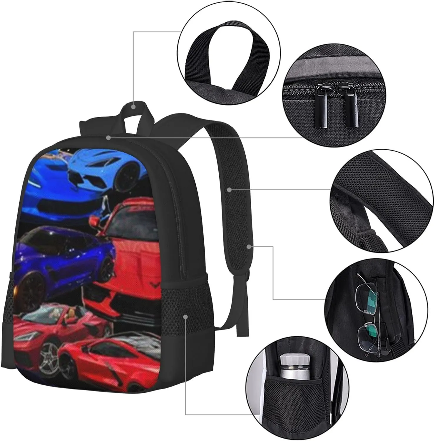 C-orvette Simple Large Capacity Backpack, The Whole Bag Design Is Stylish, Light, Casual And Simple Black