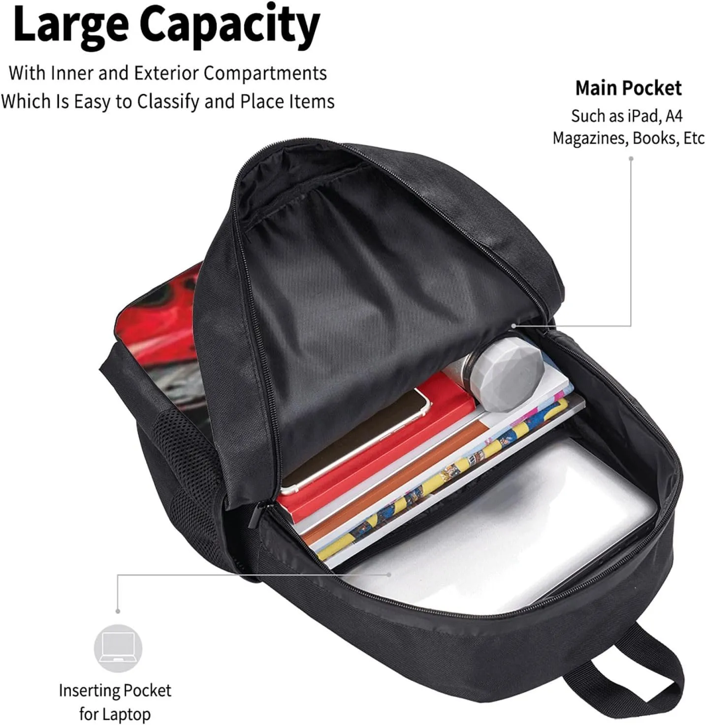 C-orvette Simple Large Capacity Backpack, The Whole Bag Design Is Stylish, Light, Casual And Simple Black