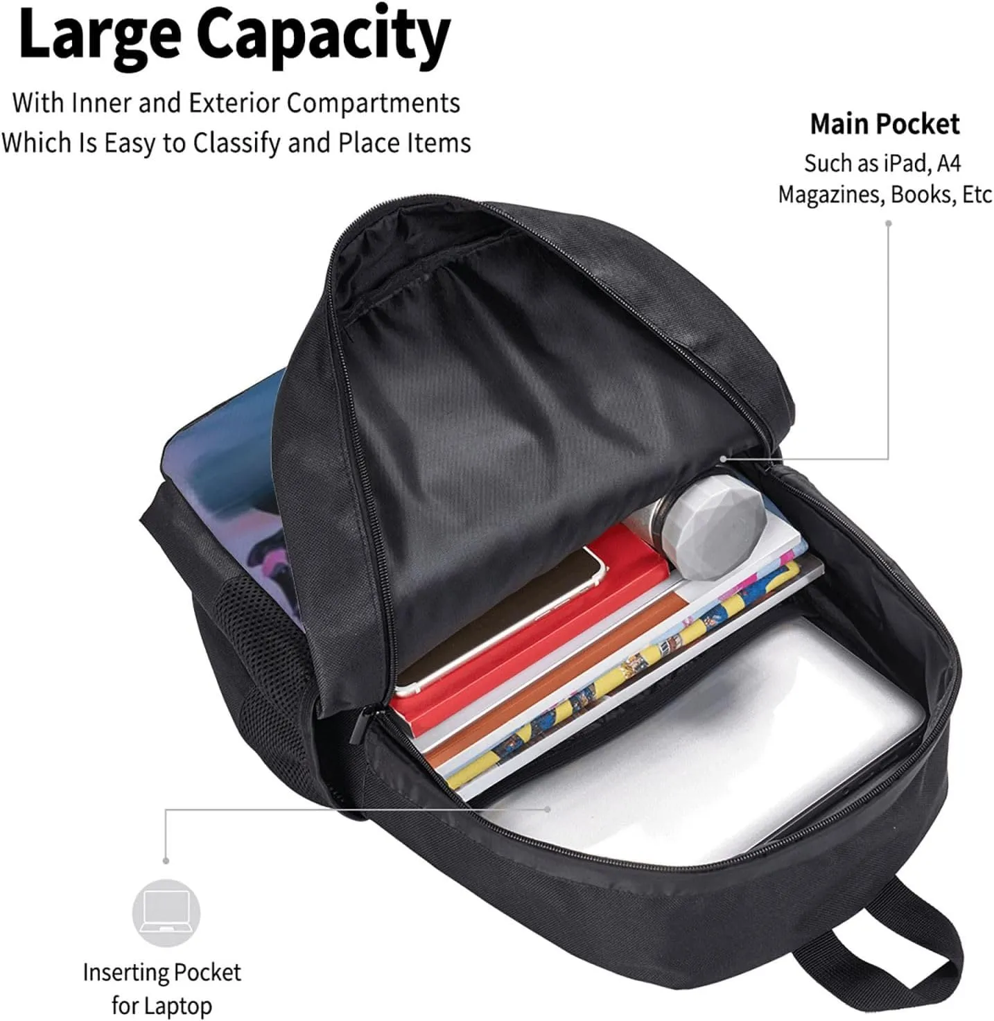 C-orvette Simple Large Capacity Backpack, The Whole Bag Design Is Stylish, Light, Casual And Simple Black