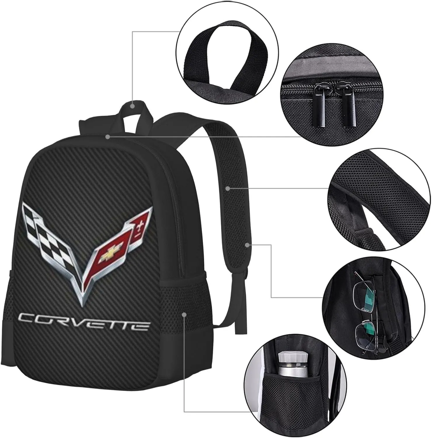 C-orvette Simple Large Capacity Backpack, The Whole Bag Design Is Stylish, Light, Casual And Simple Black