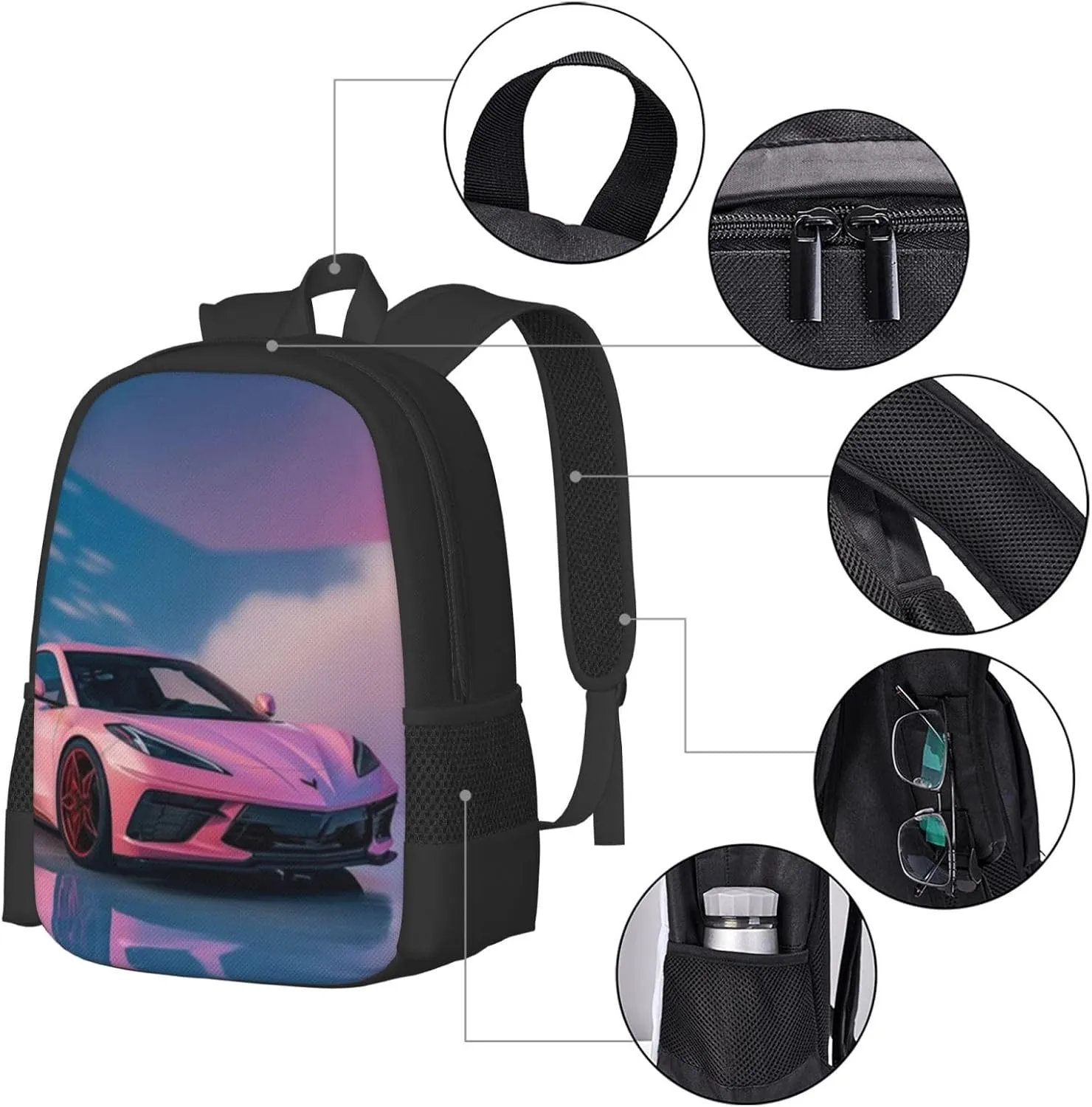 C-orvette Simple Large Capacity Backpack, The Whole Bag Design Is Stylish, Light, Casual And Simple Black