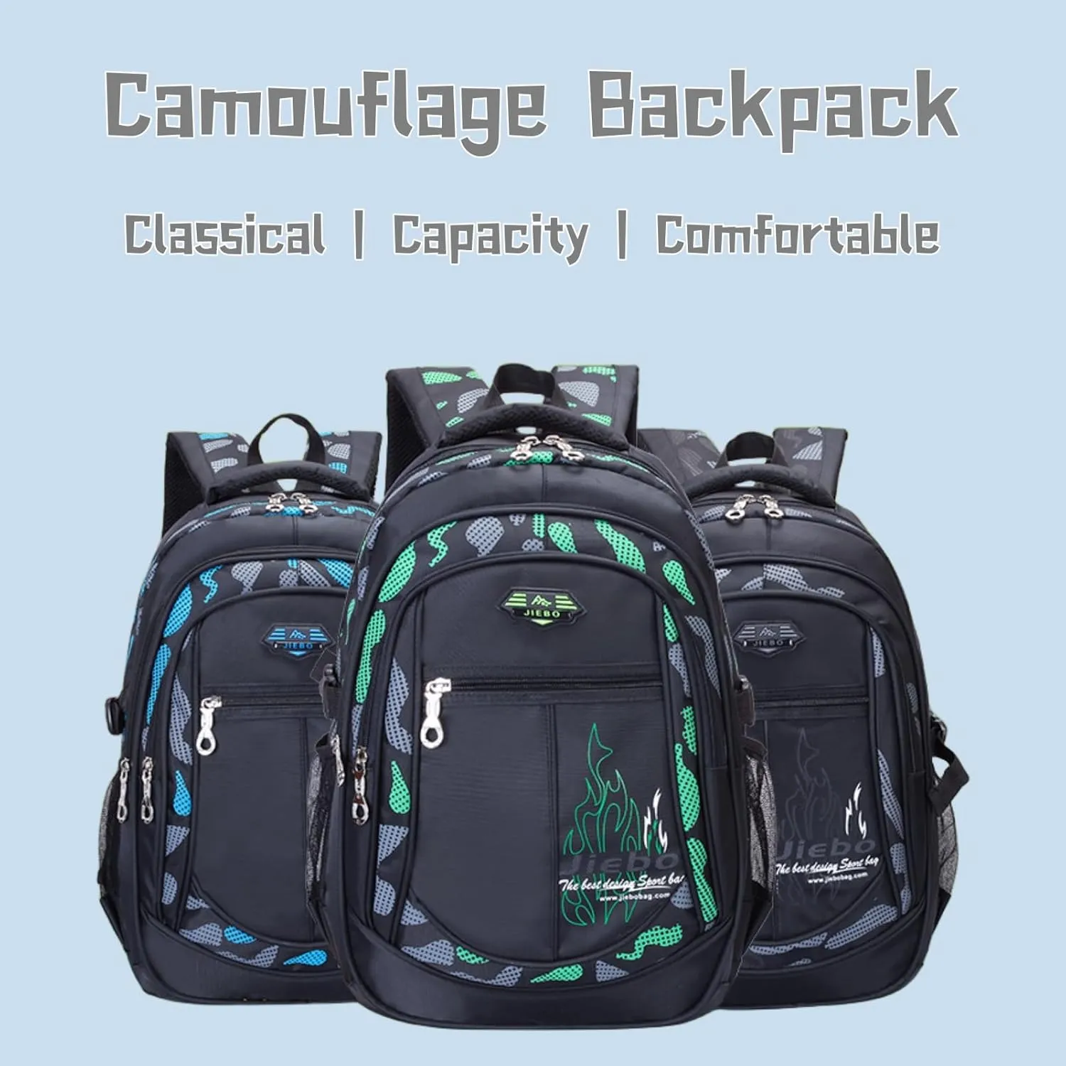 Camo Boys Backpacks for Middle School Elementary, Camo Bookbags for Teens Boys, Camouflage School Bags for Boys
