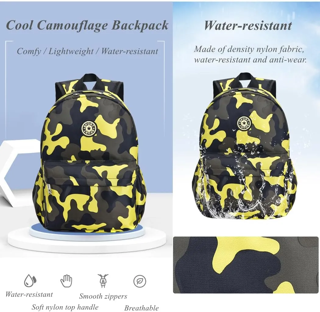 Camo Prints Toddler Kids Boys Backpacks, Camouflage Preschool Kindergarten Bookbags Back Packs Daycare Bags