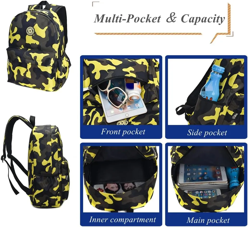 Camo Prints Toddler Kids Boys Backpacks, Camouflage Preschool Kindergarten Bookbags Back Packs Daycare Bags