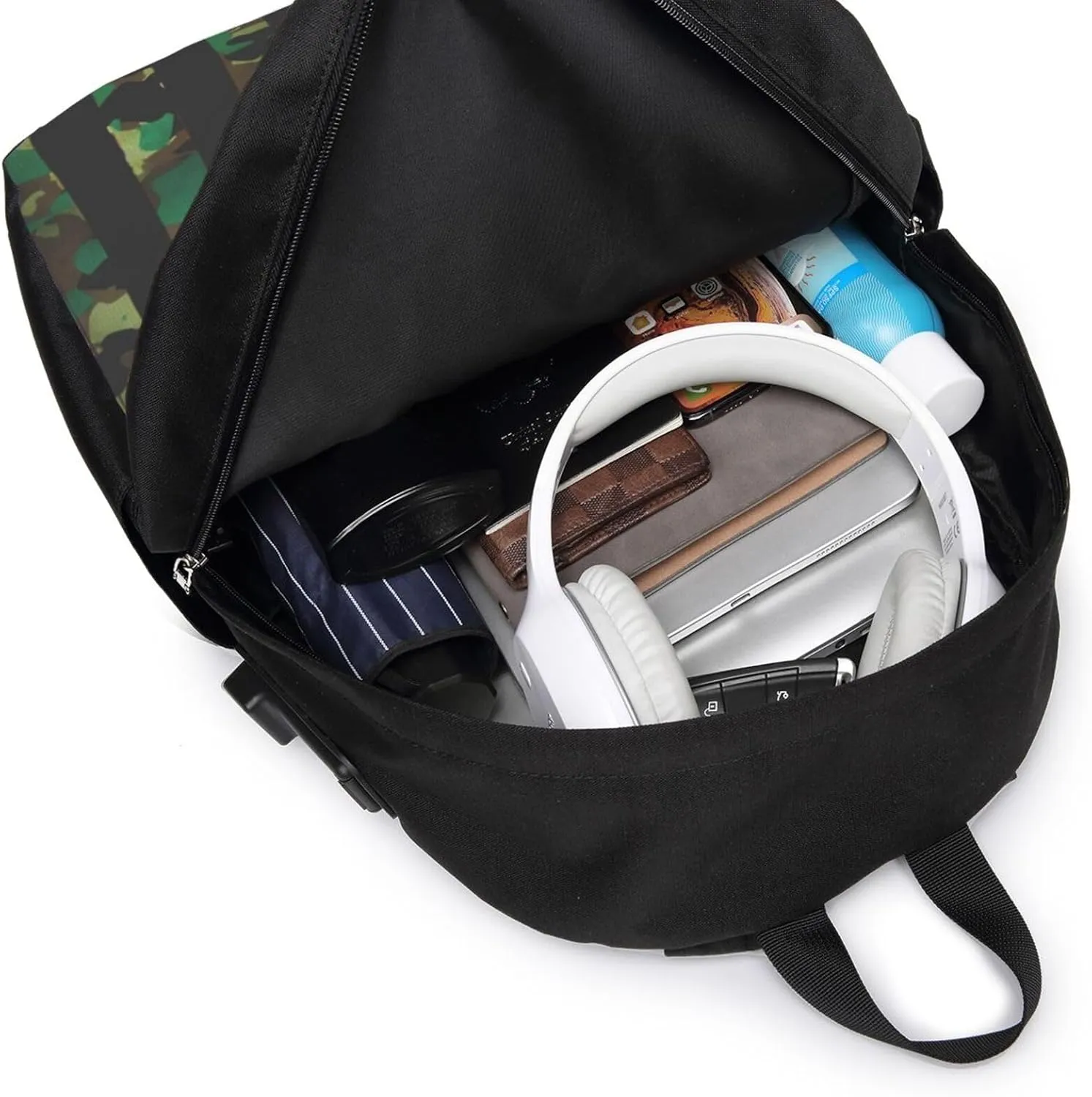 Camouflage American Flag Backpack 17 Inch Laptop Backpacks Outdoor Travel Rucksack Work Business Daypack with USB Port Carry On Bag for Cycling Hiking