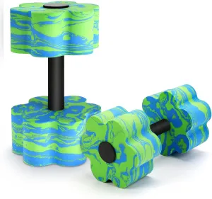 Camouflage Aquatic Dumbbells, Set of 2 Water Aerobic Exercise Foam Dumbbell Pool Resistance, Water Aqua Fitness Barbells Hand Bar Exercises Equipment for Weight Loss