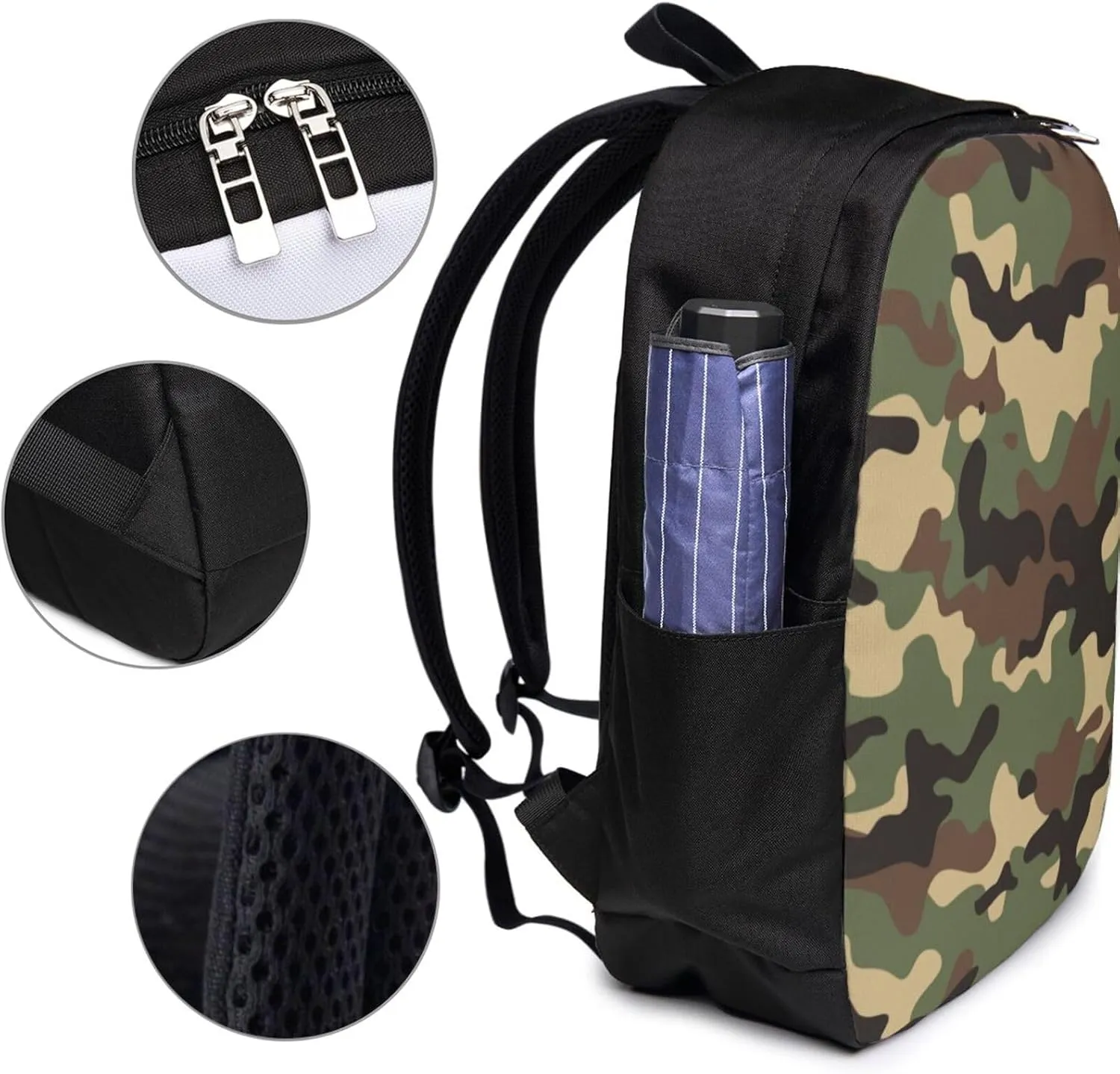 Camouflage background Backpack, 17 Inch Travel Business Laptop Backpack With USB Port for Women Men