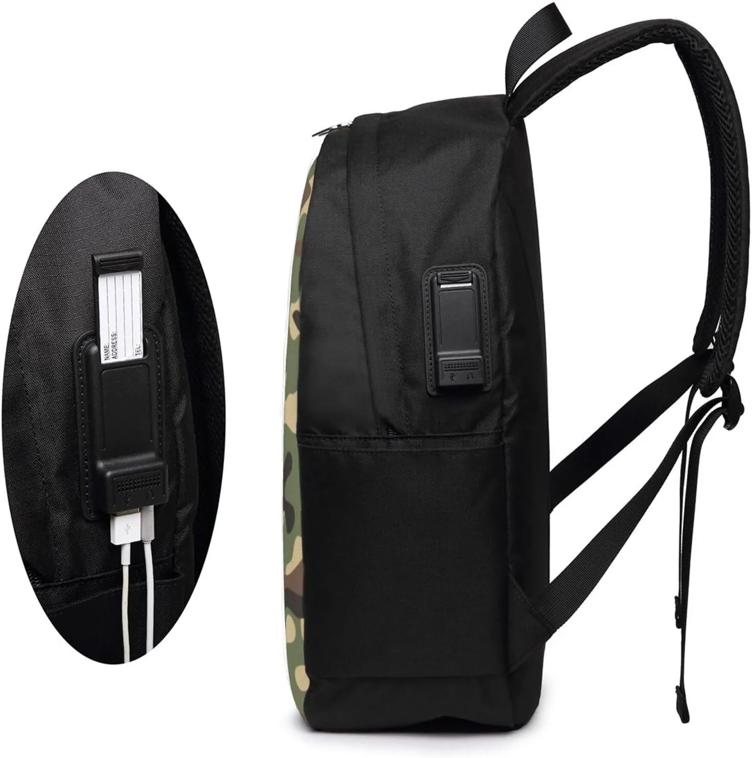 Camouflage background Backpack, 17 Inch Travel Business Laptop Backpack With USB Port for Women Men