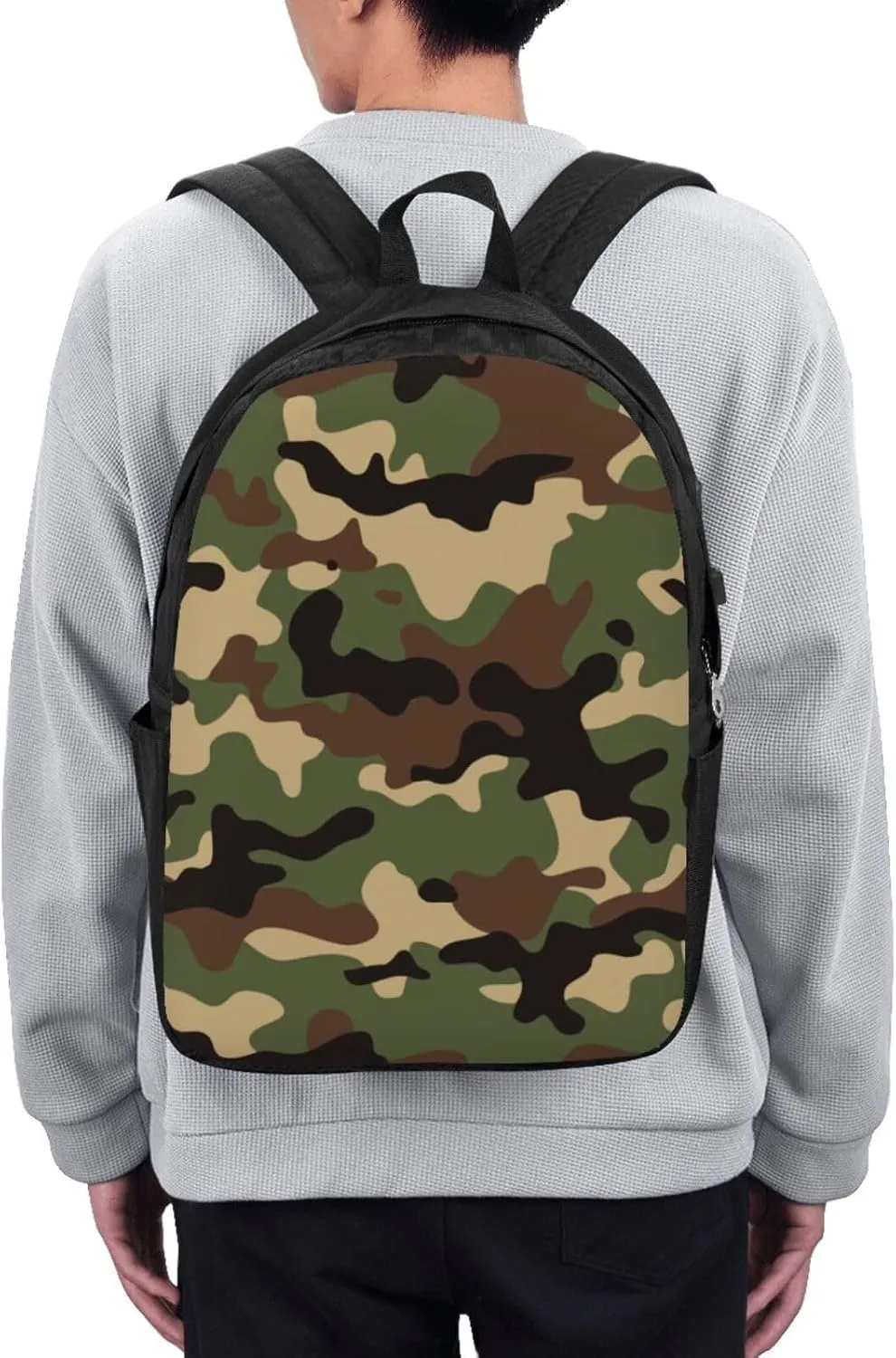Camouflage background Backpack, 17 Inch Travel Business Laptop Backpack With USB Port for Women Men