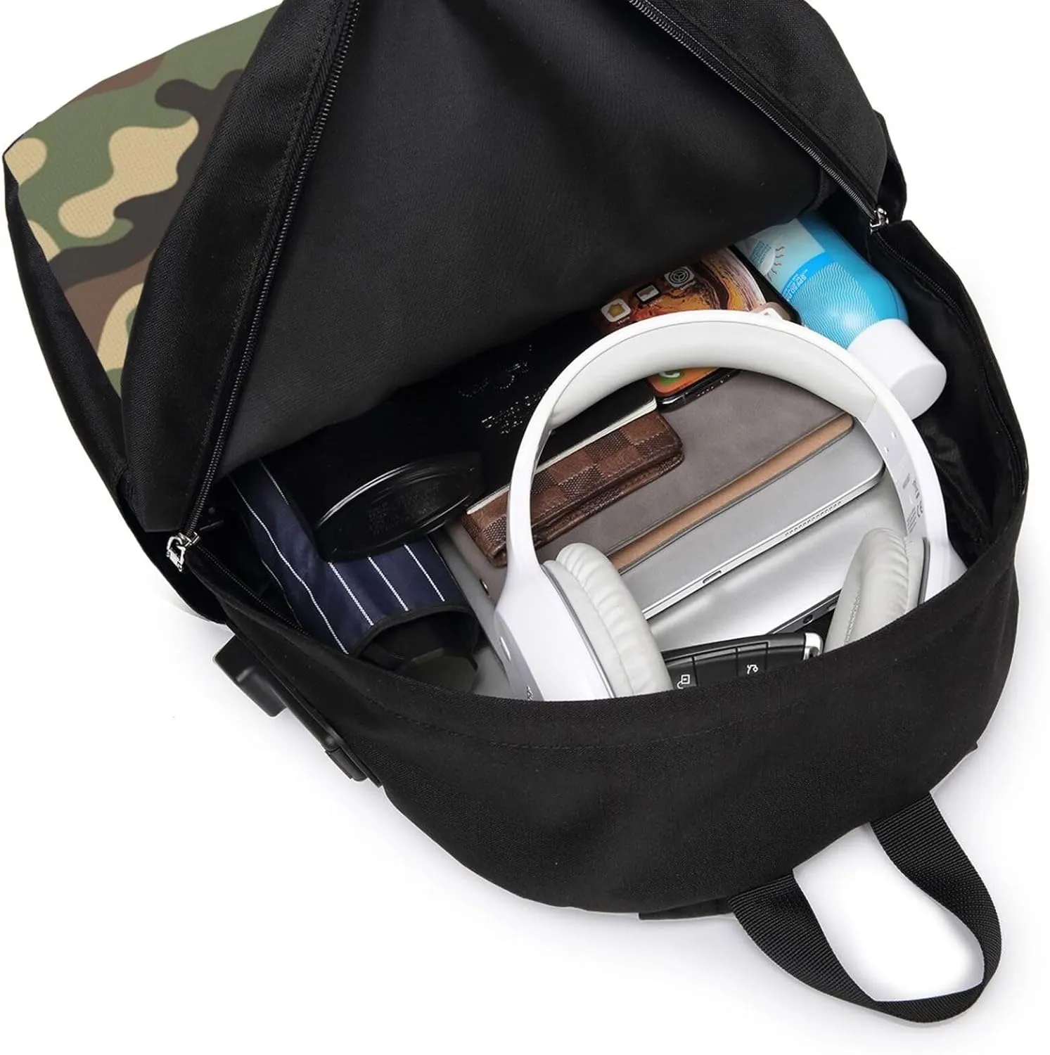 Camouflage background Backpack, 17 Inch Travel Business Laptop Backpack With USB Port for Women Men