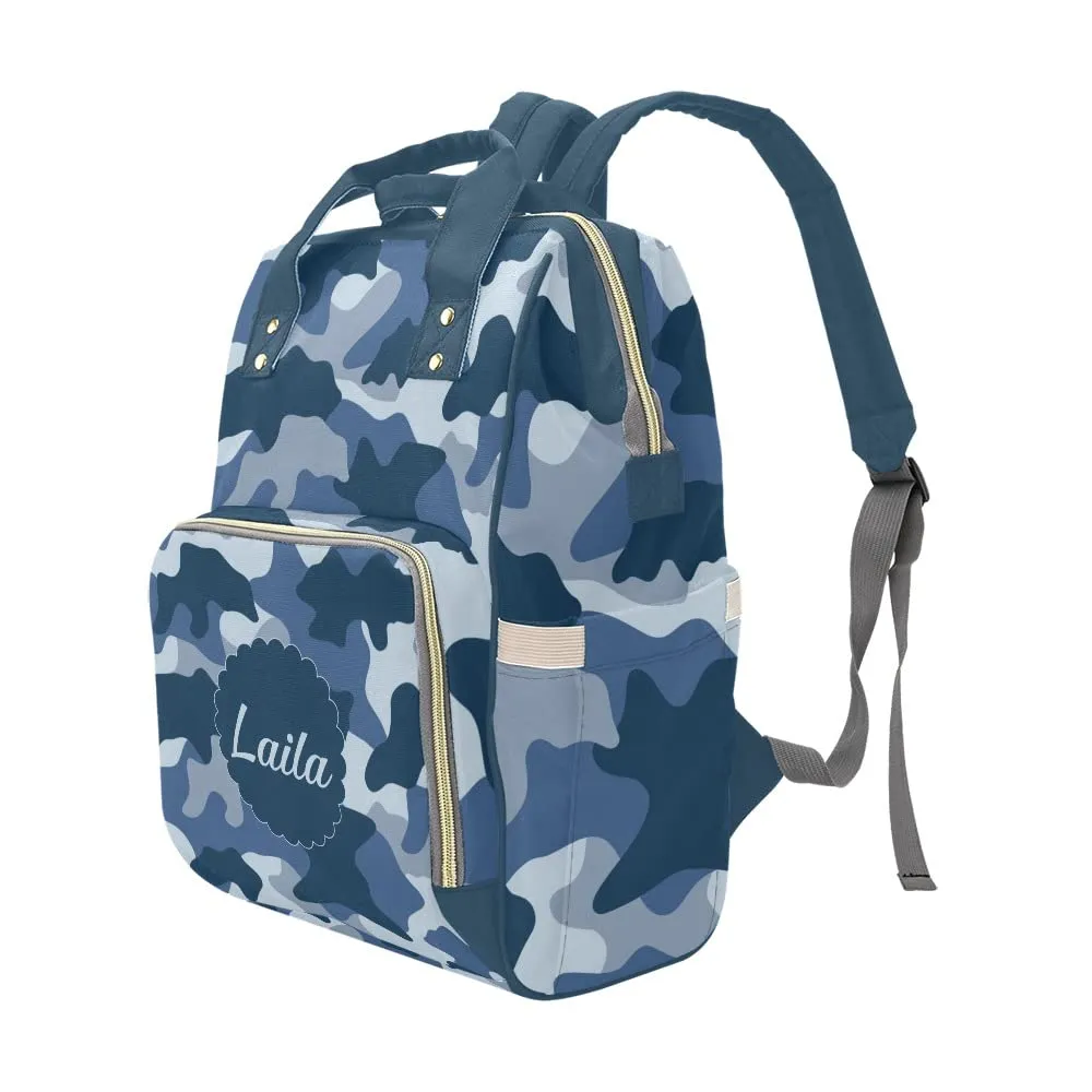 Camouflage Blue Army Diaper Bags Backpack with Name Personalized Baby Bag Nursing Nappy Bag Travel Tote Bag Gifts