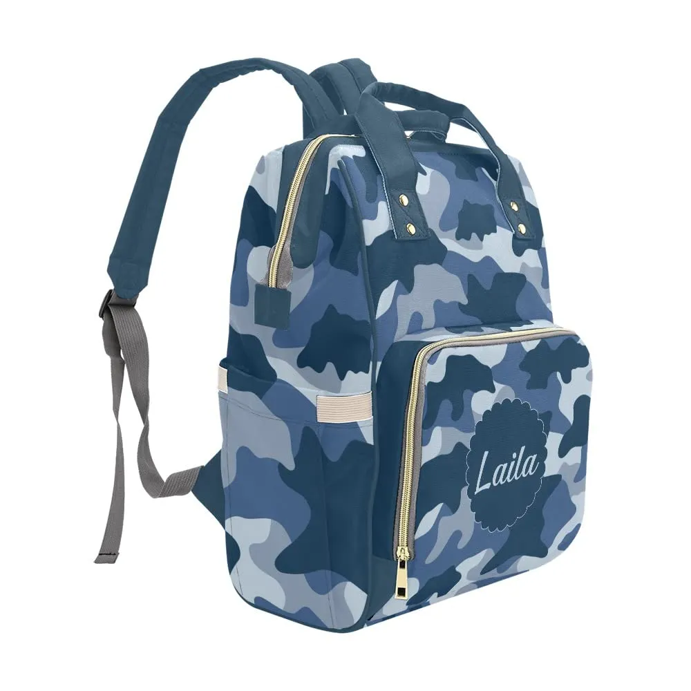 Camouflage Blue Army Diaper Bags Backpack with Name Personalized Baby Bag Nursing Nappy Bag Travel Tote Bag Gifts