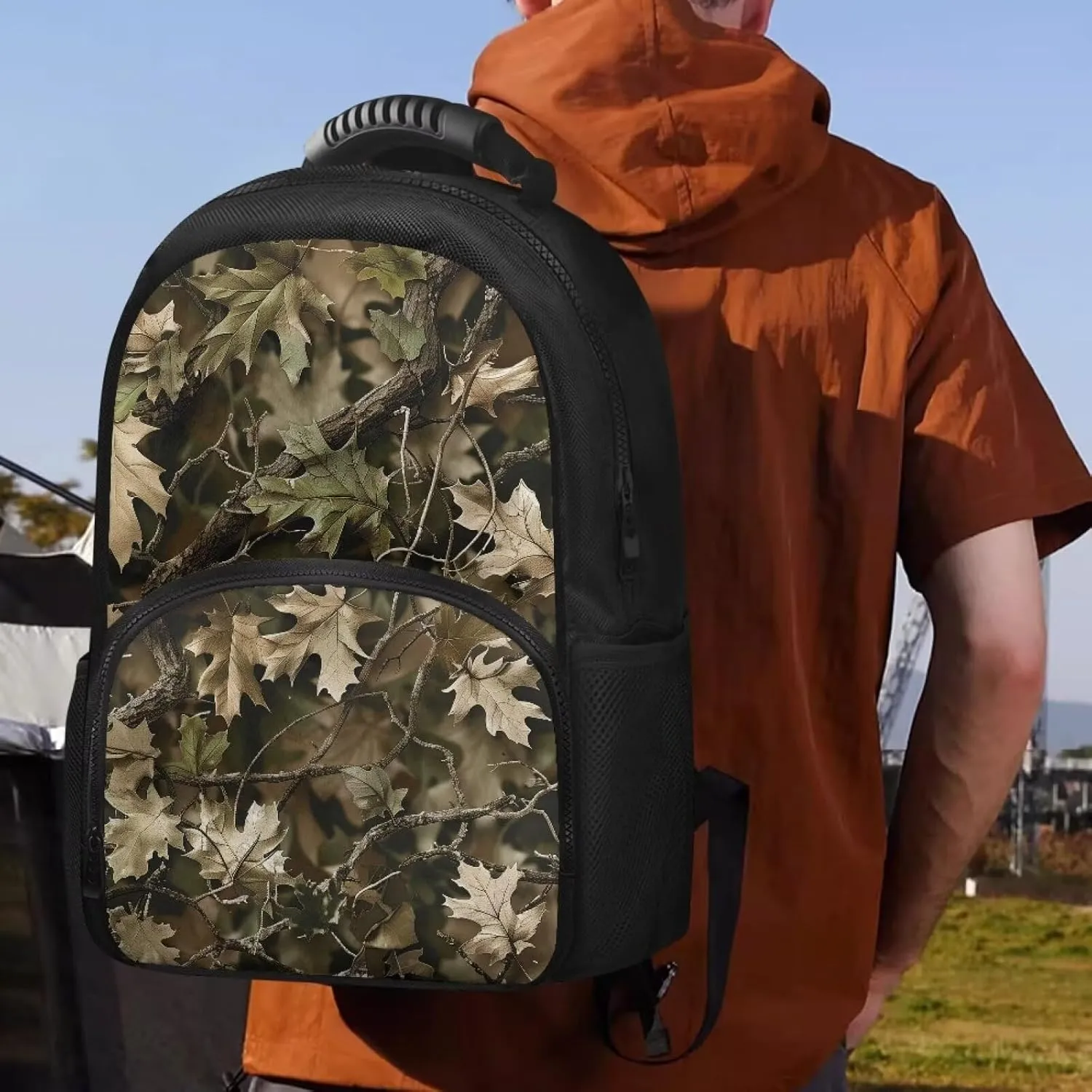 Camouflage Forest Lunch Box Backpack for Women Men Insulated Cooler Backpack Lunch Bag Soft Backpack With Cooler Compartment 17inch Casual Daypack Camo Laptop Bags College Bookbag