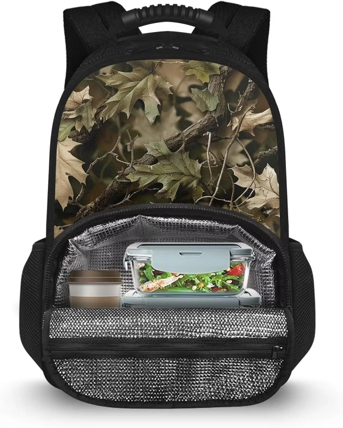 Camouflage Forest Lunch Box Backpack for Women Men Insulated Cooler Backpack Lunch Bag Soft Backpack With Cooler Compartment 17inch Casual Daypack Camo Laptop Bags College Bookbag
