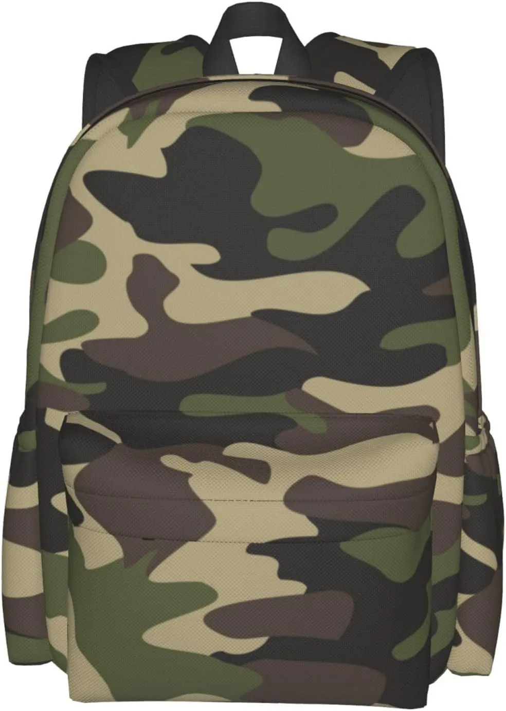 Camouflage Pattern Laptop Backpack For Men Women, Green Camo Lightweight Daypack Bookbag For Daily Commutes Business Travel Hiking