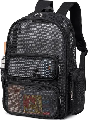 CAMTOP Mesh Backpack for Kids Girls Semi-TransparentSee Through Sturdy School Bookbag Casual Daypack for Beach Swim Work Gym