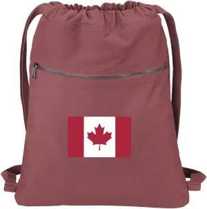 Canadian Flag Drawstring Backpack CANVAS Canada Flag Cinch Pack