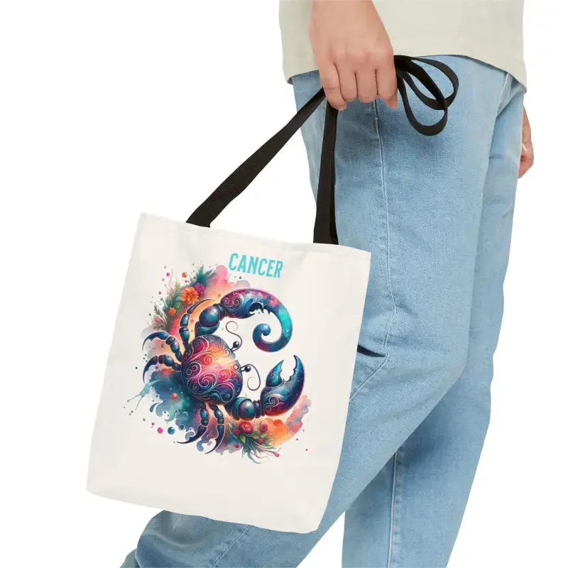 Cancer Zodiac Tote Bag with Black Cotton Handles
