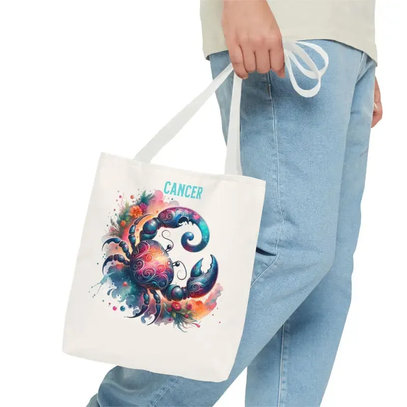 Cancer Zodiac Tote Bag with Black Cotton Handles