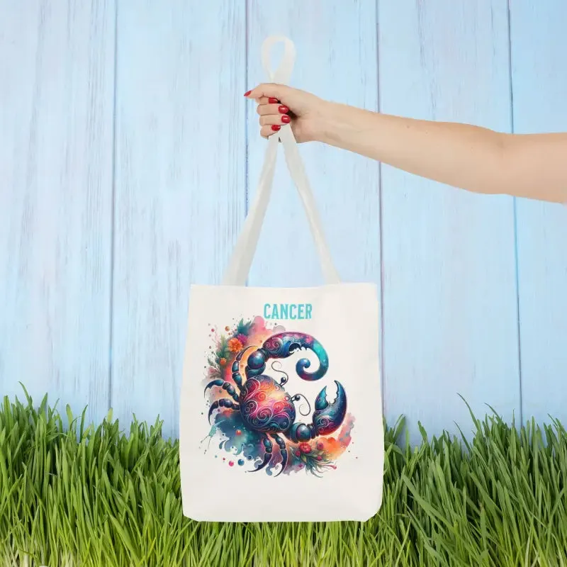 Cancer Zodiac Tote Bag with Black Cotton Handles