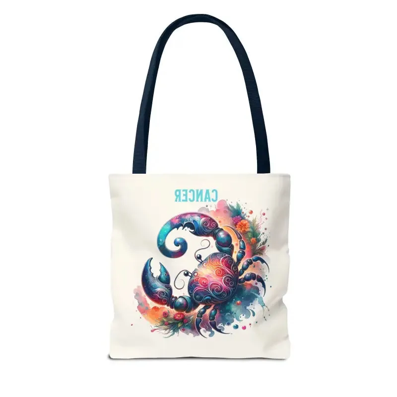 Cancer Zodiac Tote Bag with Black Cotton Handles