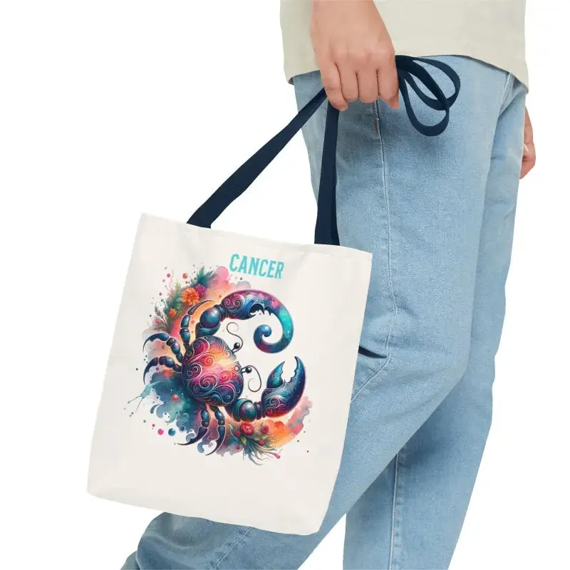 Cancer Zodiac Tote Bag with Black Cotton Handles