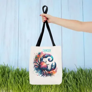 Cancer Zodiac Tote Bag with Black Cotton Handles