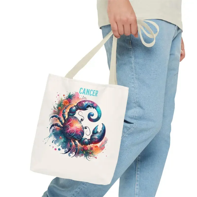 Cancer Zodiac Tote Bag with Black Cotton Handles