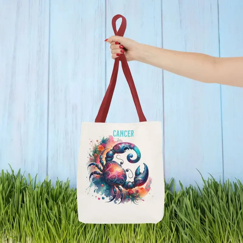 Cancer Zodiac Tote Bag with Black Cotton Handles