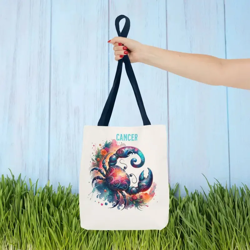 Cancer Zodiac Tote Bag with Black Cotton Handles