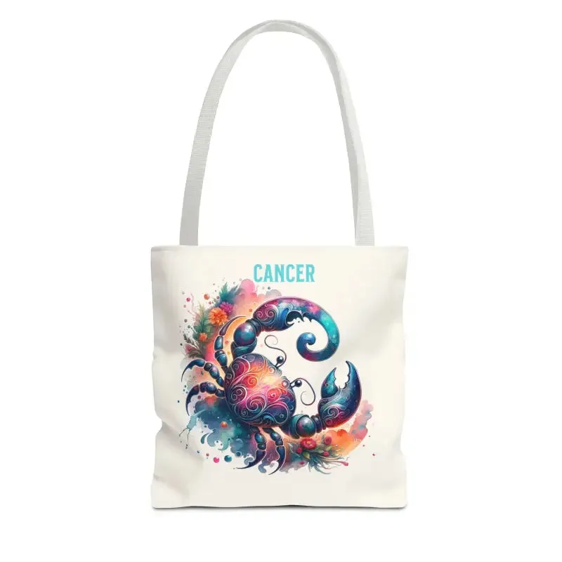 Cancer Zodiac Tote Bag with Black Cotton Handles