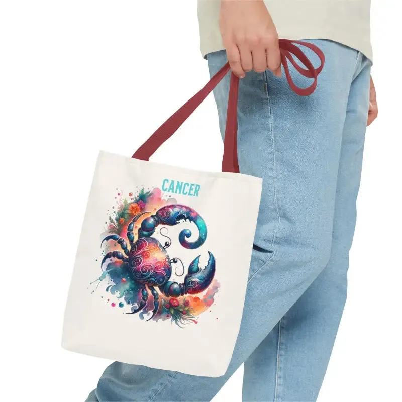 Cancer Zodiac Tote Bag with Black Cotton Handles