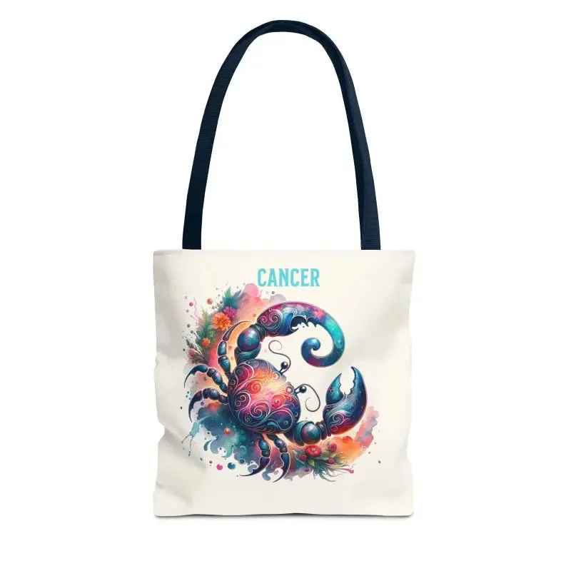 Cancer Zodiac Tote Bag with Black Cotton Handles
