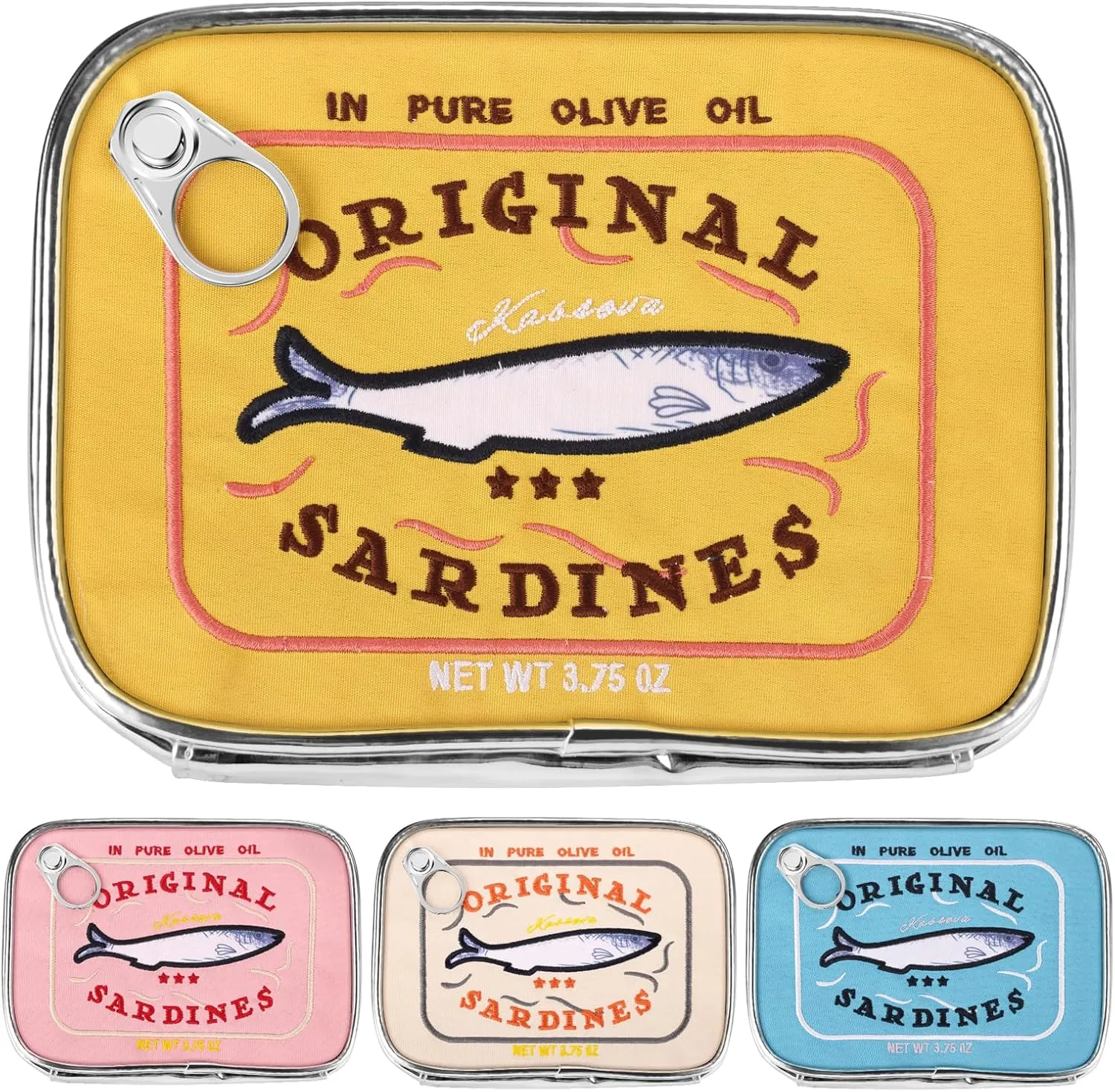 Canned Sardines Makeup Bag, Cute Small Sardines Fish Tin Pouch, Creative Cosmetic Organizer Bag, Funny Gift For Women Best Friends Sister Teen Girls Yellow