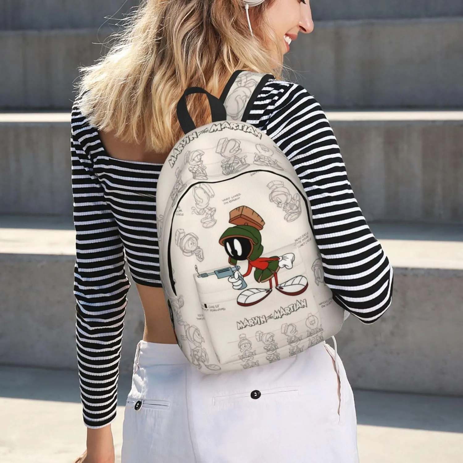 Canvas Backpacks Marvin Anime The Martian Laptop Backpack Unisex Multipurpose Double Shoulder Bag for Camping Travle Work Hiking Gifts