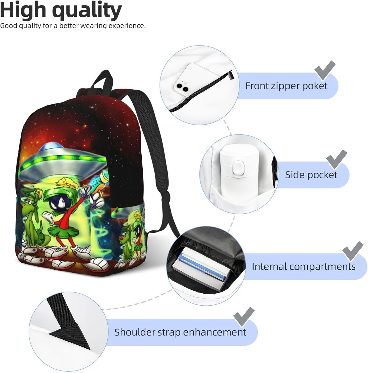 Canvas Backpacks Marvin Anime The Martian Laptop Backpack Unisex Multipurpose Double Shoulder Bag for Camping Travle Work Hiking Gifts