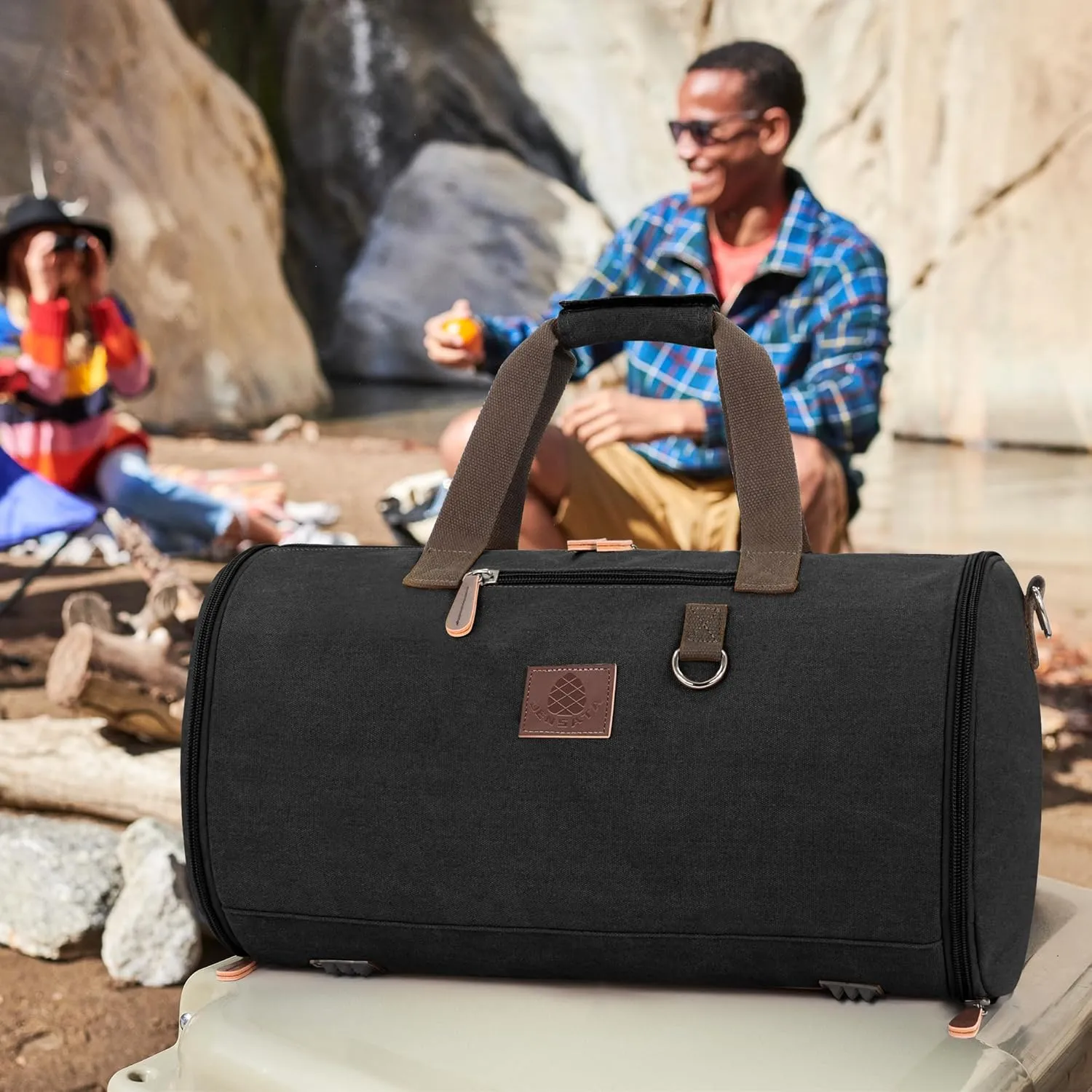 Canvas Duffle Bag for Men - 50L-70L Large Weekender Overnight Expandable Carry On Bag