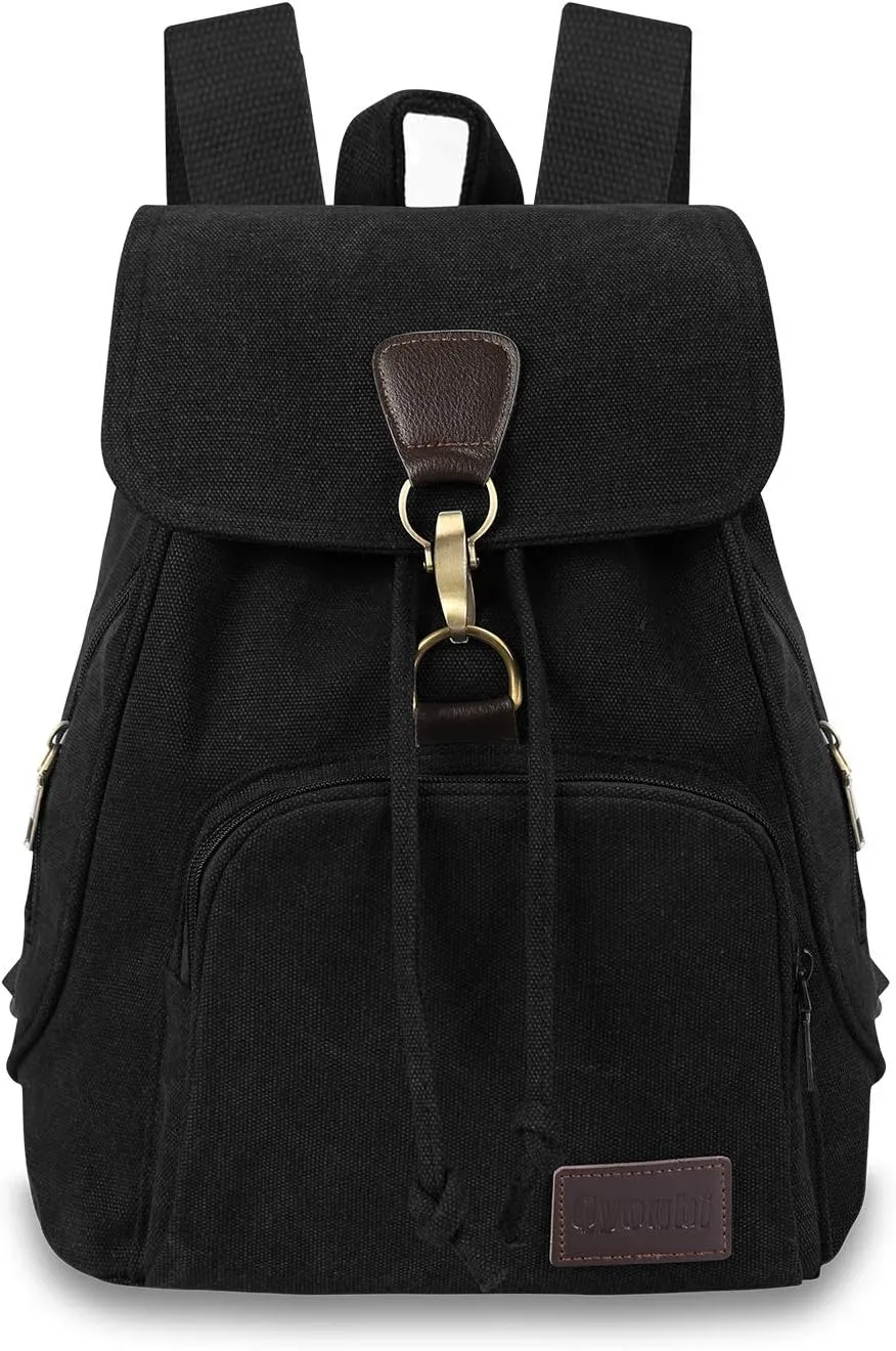 Canvas Fashion Backpacks Purse Casual Outdoor Shopping Daypacks Sports Rucksack Hiking Travel Multipurpose Bag Black
