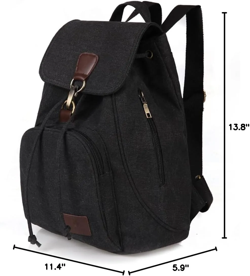 Canvas Fashion Backpacks Purse Casual Outdoor Shopping Daypacks Sports Rucksack Hiking Travel Multipurpose Bag Black