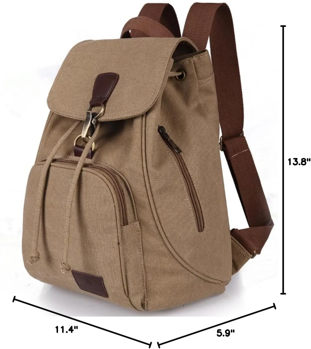 Canvas Fashion Backpacks Purse Casual Outdoor Shopping Daypacks Sports Rucksack Hiking Travel Multipurpose Bag Khaki