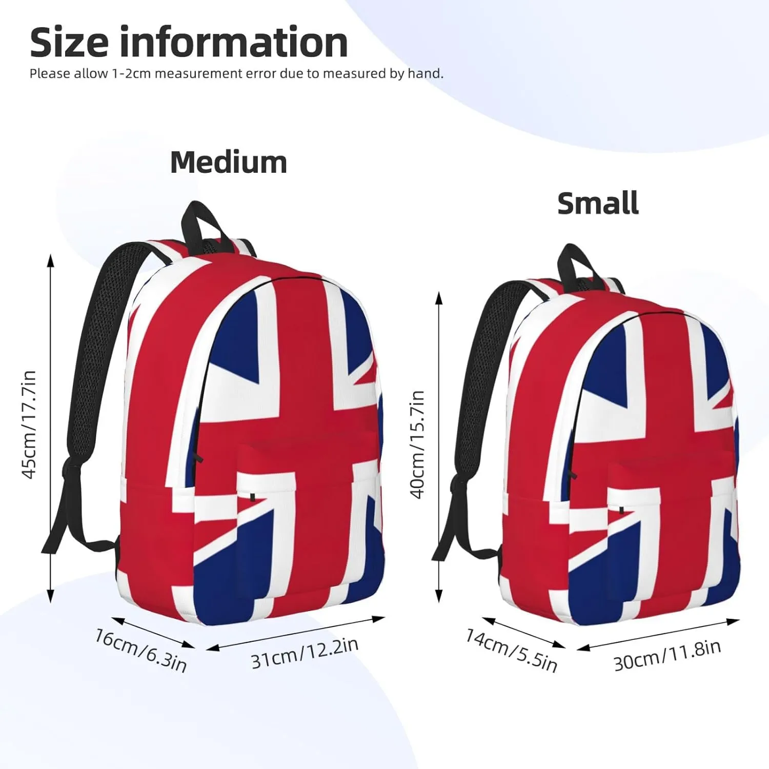 Canvas Fashions British flag Print Backpacks,Casual Lightweight Sports Rucksack Travel Multipurpose Bag