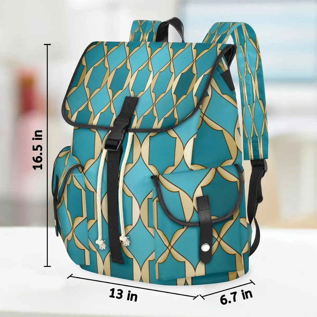 Canvas Laptop Backpack, Rhombus Pattern Laptop Backpacks Rucksack for Men Women, Travel Work Rucksack High Capacity Geometry Vintage Backpack