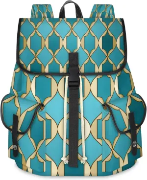 Canvas Laptop Backpack, Rhombus Pattern Laptop Backpacks Rucksack for Men Women, Travel Work Rucksack High Capacity Geometry Vintage Backpack