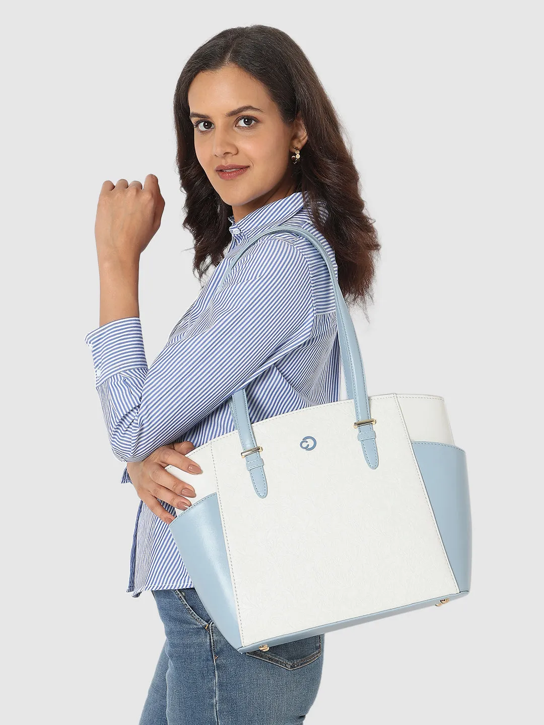 Caprese Aurora Medium Blue Tote Bag