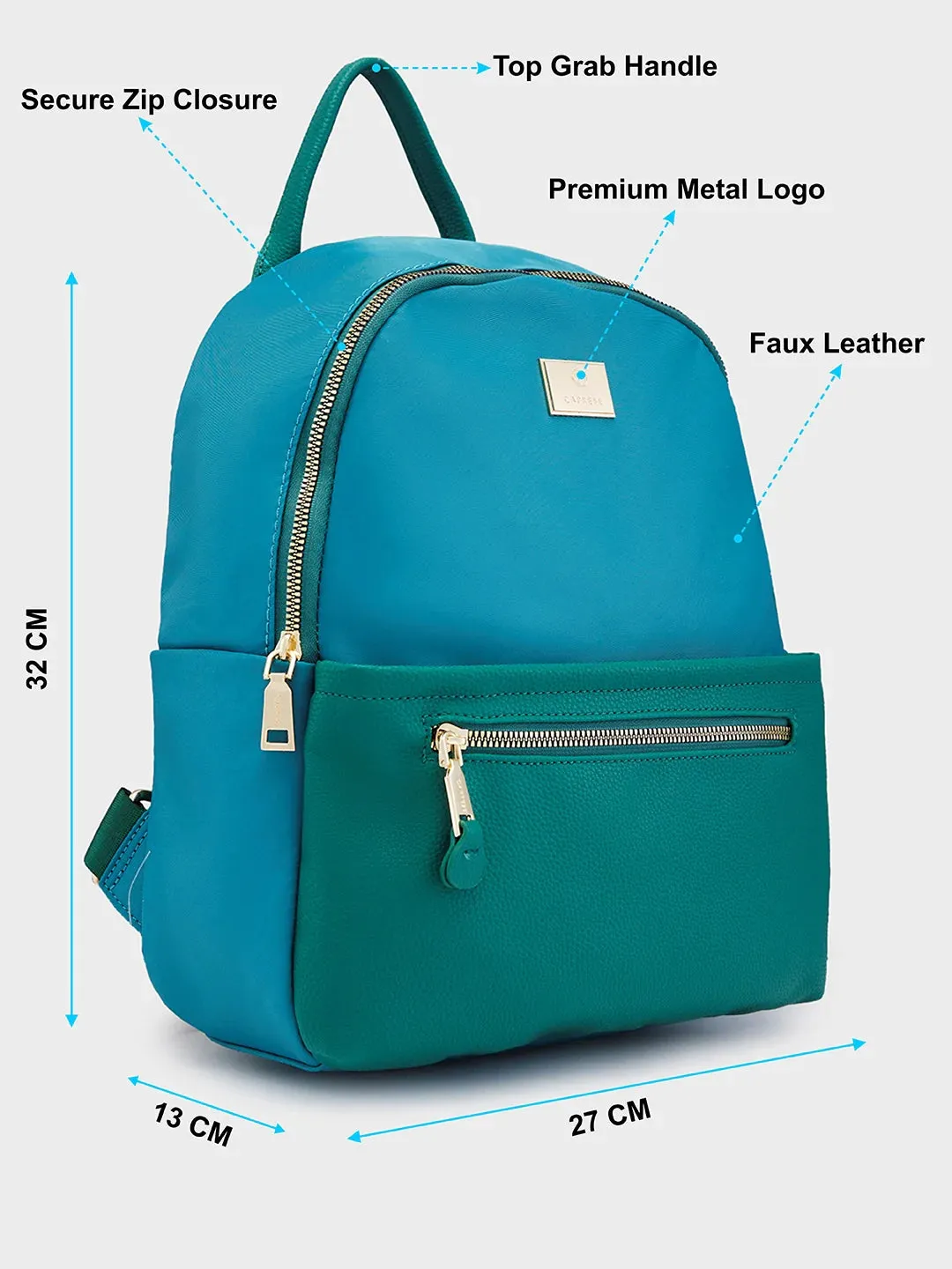 Caprese Casper Medium Blue Casual Backpack