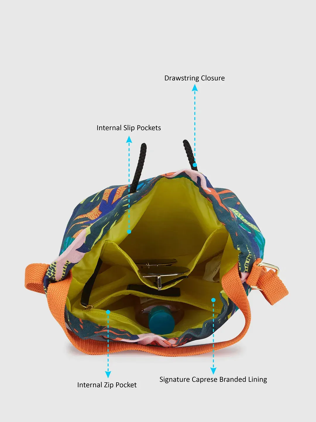Caprese Octavia Small Indigo Drawstring Sling Bag